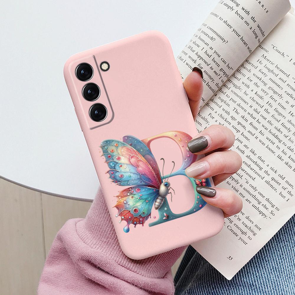 Phone Case Women For Samsung Galaxy S21 FE S22 Plus Girls Bumper Cover Colorful Letter Flower Butterfly Love samsang s22 Ultra