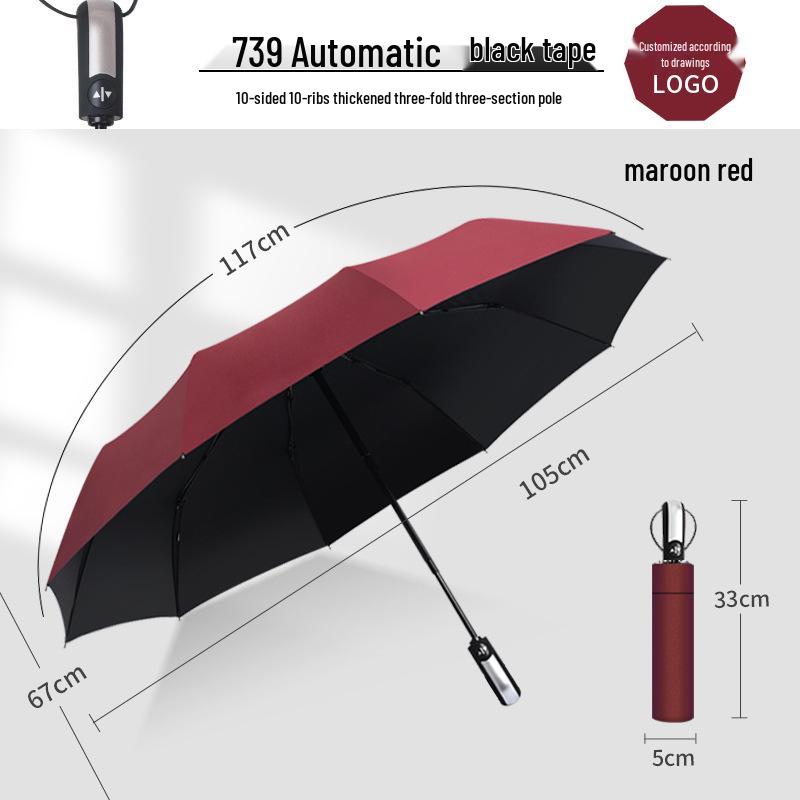 Automatic 60-Rib Folding Umbrella with UV Sun Protection