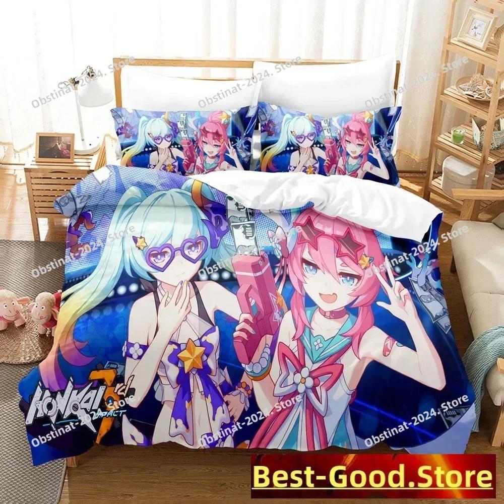 Honkai Impact 3 Bedding Set Printed Bed Set With Pillowcase Bed Duvet Cover Soft Single Double Queen Super King Size Bedroom