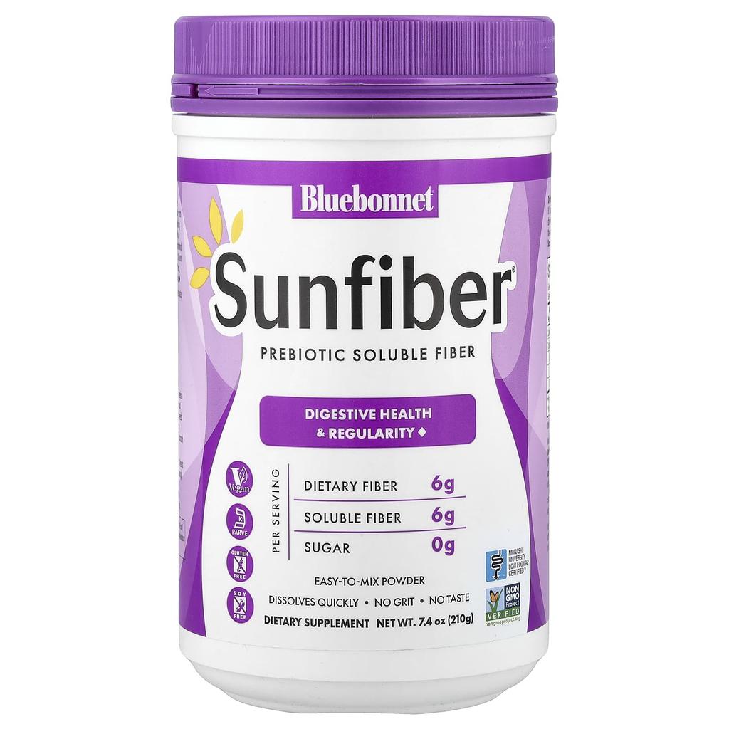Bluebonnet Nutrition Sunfiber®, Prebiotic Soluble Fiber, 7.4 Oz (210 G)