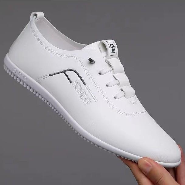 

Виробник маленьке шкіряне взуття 2025 весна нове чоловіче повсякденне шкіряне взуття м яка підошва м яка поверхня дихаюче взуття Doudou чоловіче взуття 44 білий