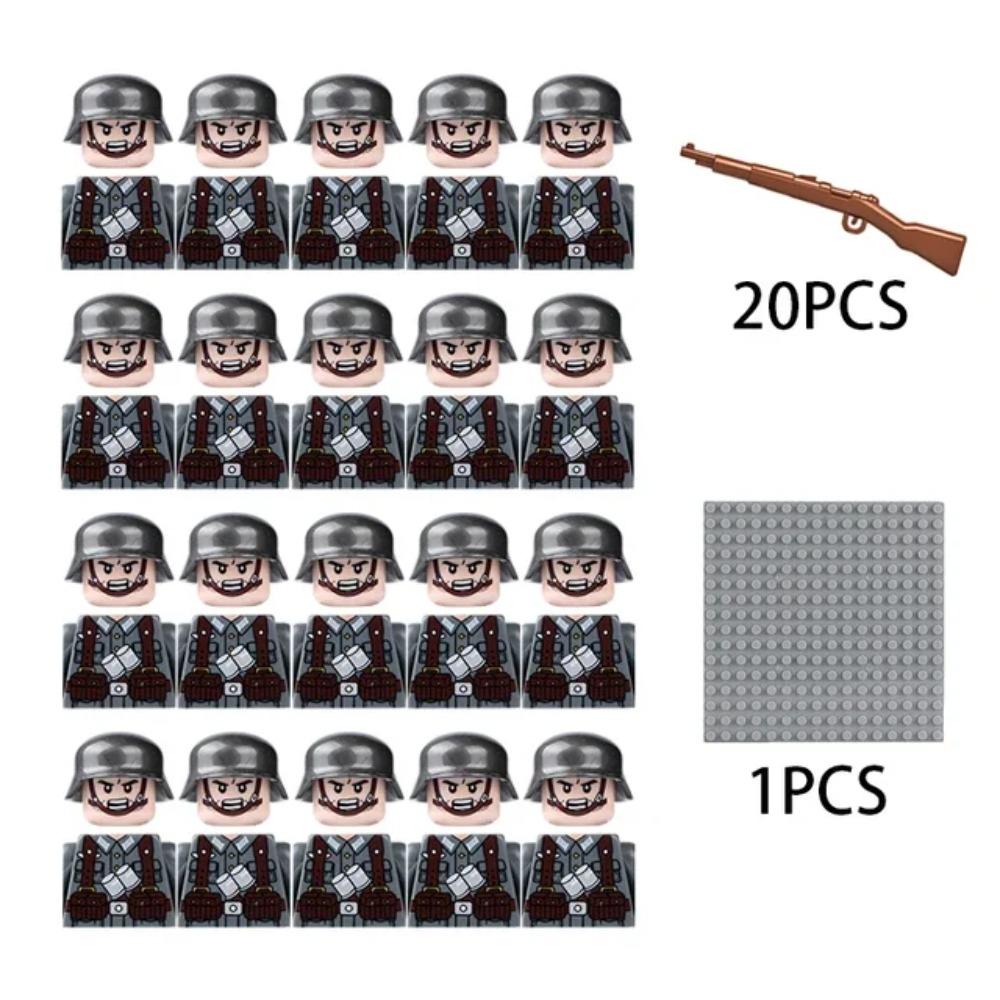 Kinderbausteine Chinesisches Spielzeug Neuer WW2 Soldat Militär Armee Mini-Puppen Nationales Bündnis Offizier Gewehrriemen Spielzeug Großhandel