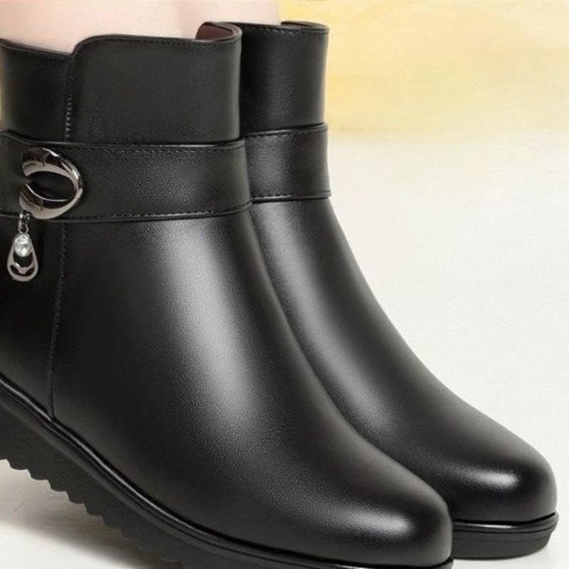 Cotton Boots for Women, Thickened and Fleece Flat Ankle Boots, Soft-soled, Anti-slip and Warm Cotton Shoes