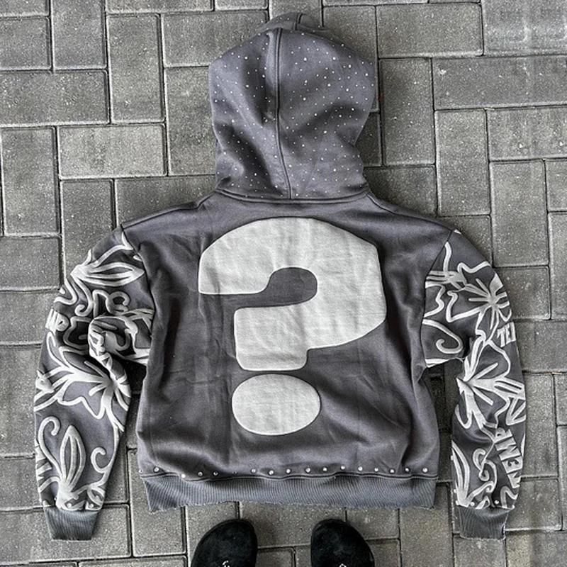 

Мужские Женские Худи Y2K Американская Буква Цифровая 3D Печать Уличный Тренд Y2K Черное Худи Свободный Пуловер Свитер XL серый