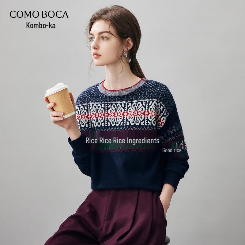 

Komon Boka Women s Fair Isle Cashmere Round Neck Sweater XL