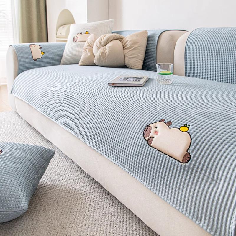 Ice Silk Cartoon Sofa Cushion 2025: Non-slip, Cool Summer Bean Cover