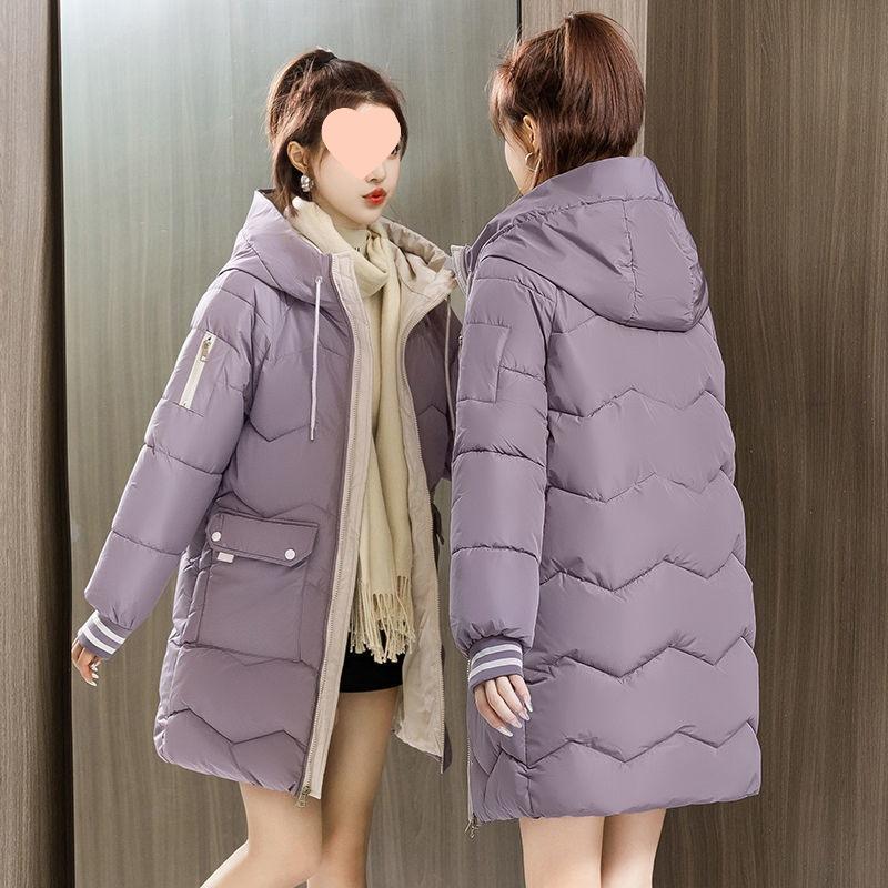 New Cotton Jacket Women's Mid-length Plus-size Cotton Jacket Winter Loose Thickened Hooded Cotton Jacket