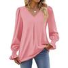 V-neck Pullover Chiffon Shirts Flared Long-sleeved Women's Blouses & Shirts