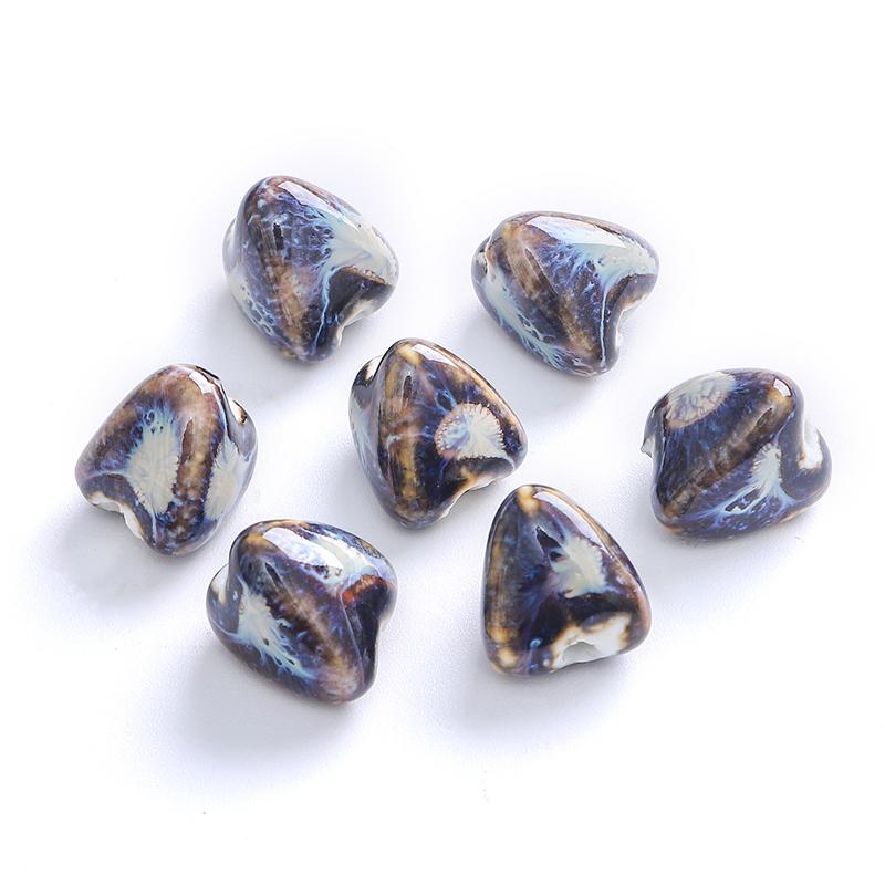 5 Stück Blumenglasur-Porzellanperlen Zongzi-Form Keramikperlen für die Schmuckherstellung DIY Charms Armband Halskette Basteln Loch 2,5 mm