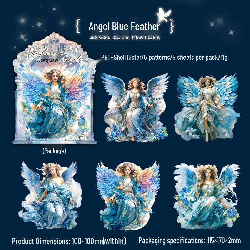 Angel Hymn Shell Light Stickers: Pure White Decorative Angel Patterns for Journals