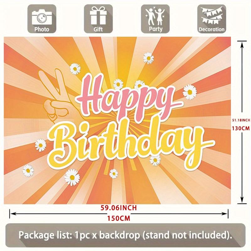 Vintage Hippie Birthday Banner, Bohemian Girl Backdrop Wall Decor for Party