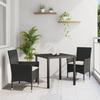 VidaXL 3-piece Garden Set with Black Poly Rattan Cushions. Includes a Square Table for Outdoors and Some 3379765