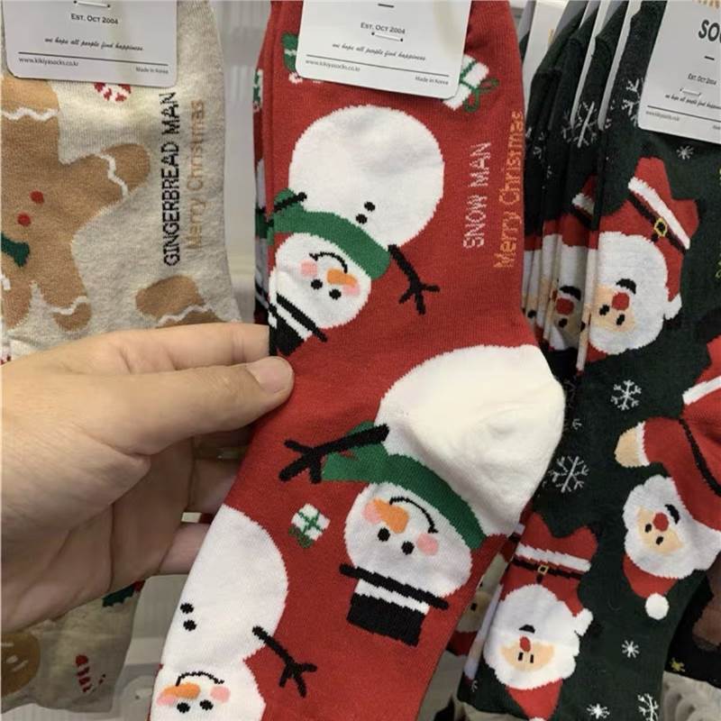 Cartoon Christmas Socks Cute Women's Christmas Socks Elk Mid Snow Man Socks Christmas Women's Socks