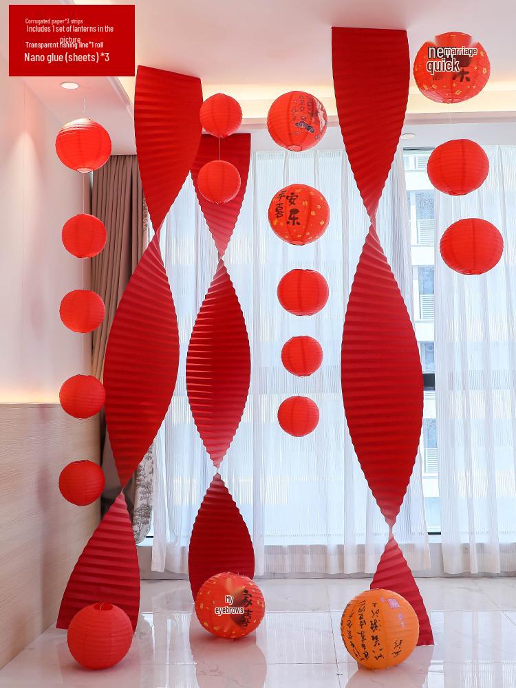 Double Happiness Wedding Room Decor Set: Non-Woven Fabric Papercut for Bride and Groom's Bedroom or Hotel.
