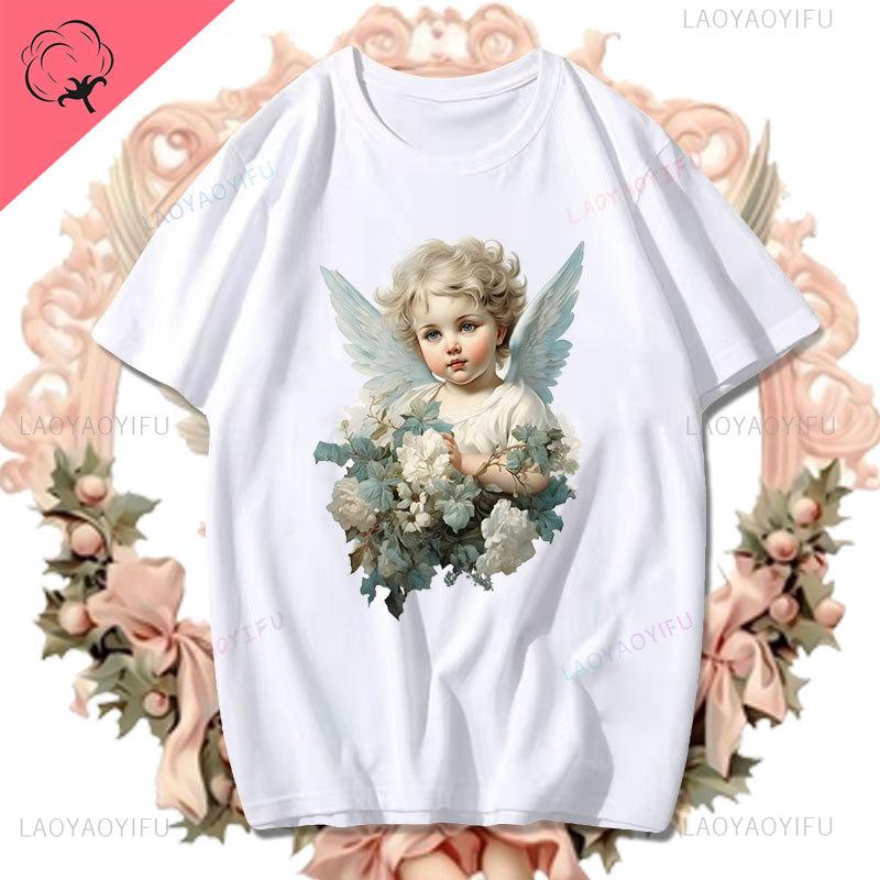 Fashion Fiorucci Baby Angel Graphic Tshirt Summer Classic Aesthetic T Shirt Unisex Unisex Kawaii Clothes Creative Couple Short Sleev Unisex