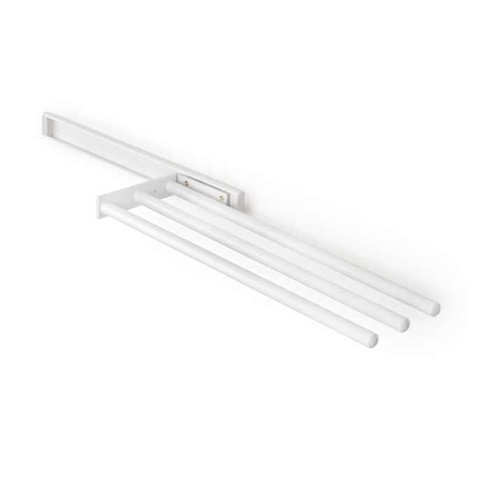 Emuca porte-serviettes extensible, 3 bras, aluminium, peint en blanc