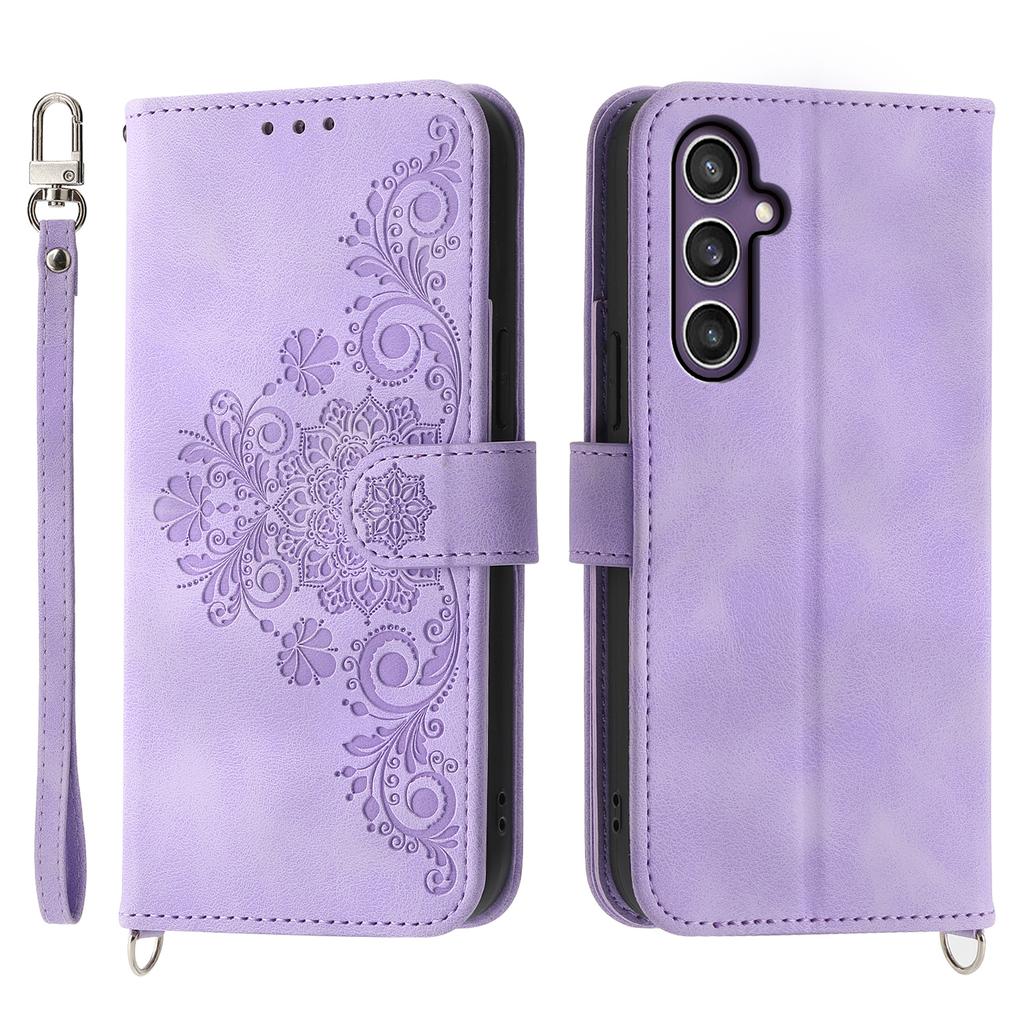 For Samsung Galaxy S24+ Case Multiple Card Slots Leather Wallet Cover with Straps