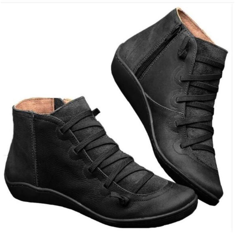 Women'S Autumn Spring Leather Ankle Boots Women'S Flat Cargo Women'S  Botines Mujer Boots Plus Size C653