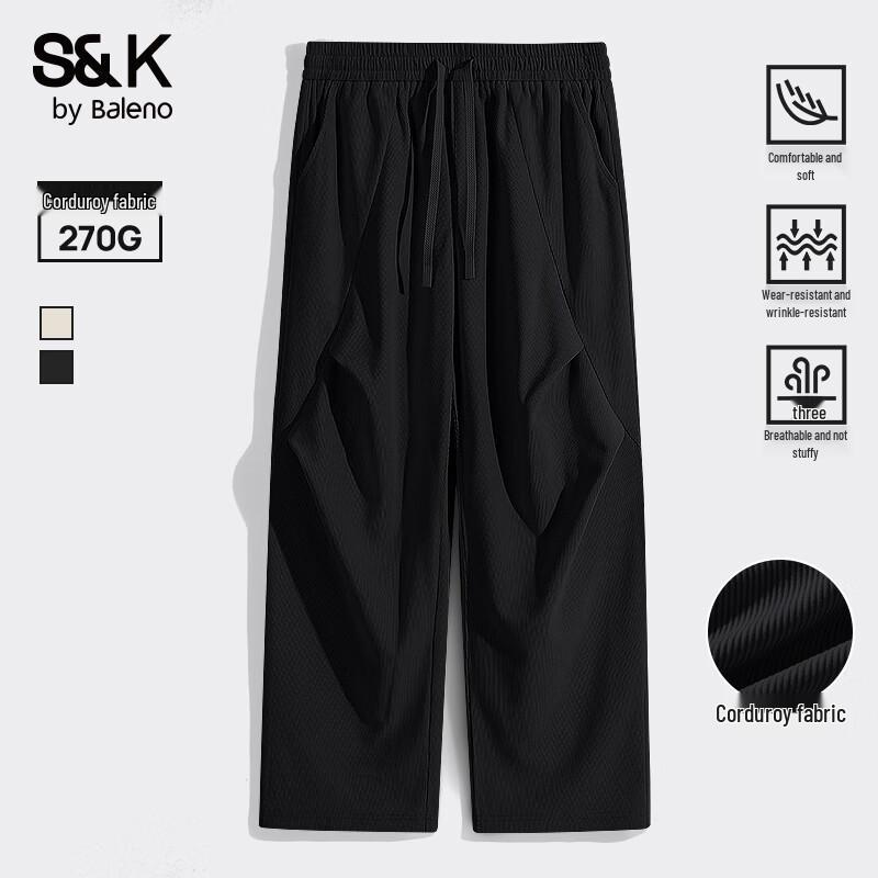 Baleno SK Series Men's Pleated Corduroy Straight-Leg Pants