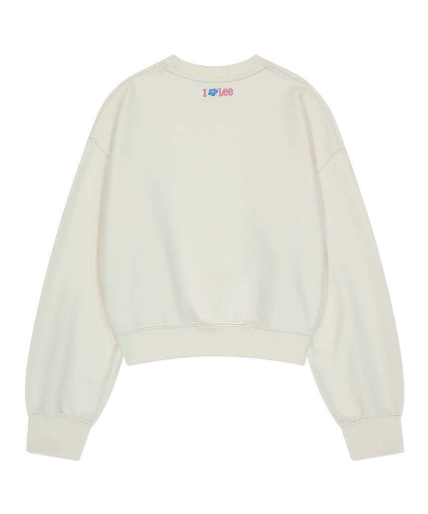 WACKY WILLY [Wacky Willy X Lee] Women'S I-Lil-Lil-Lil Graphic Crop Sweatshirt Cream