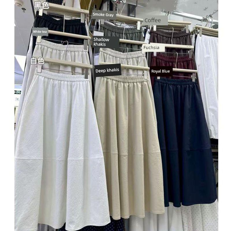 

Women s Casual Skirt with 13 Lines Fall Mid-Length