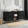 Bathroom Cabinet Set 3 Pcs Black Oak 49.5 X 41 X 64.5 Cm
