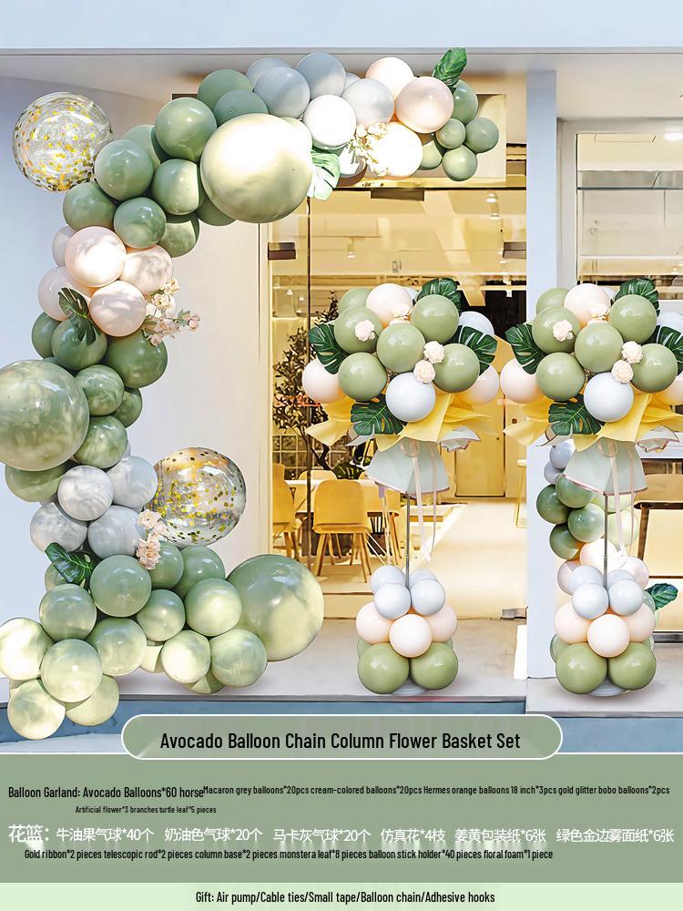 Orange Balloon Column Flower Basket Decoration for Events and Venues