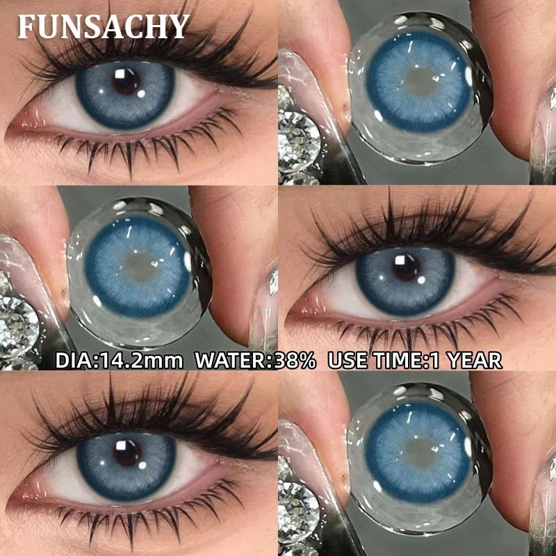 FUNSACHY 1pair New Natural Contact Lenses Black Contacts Gray Lenses Color Brown Contact Lens Yearly Beautiful Pupils for Women