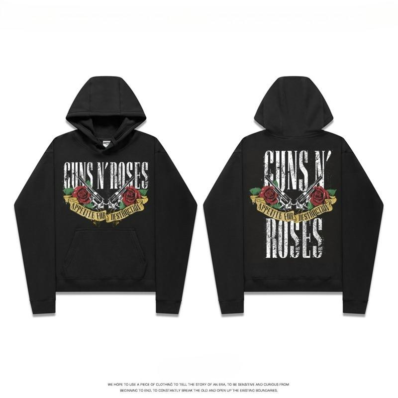 2025 Четыре сезона Худи Мужской и Женский Одинаковый Пуловер Худи Рок Guns N  Roses Guns and Roses Принт Группы Guns S