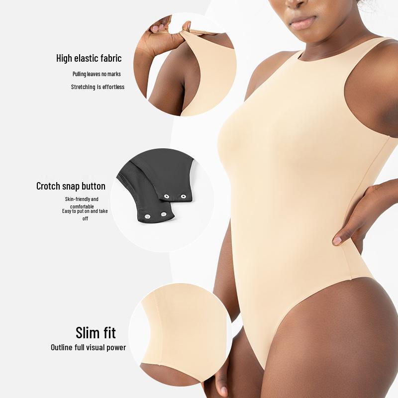 High-Neck Sleeveless Bodysuit - V-Crotch, High-Elastic, Breathable Sportswear for Women