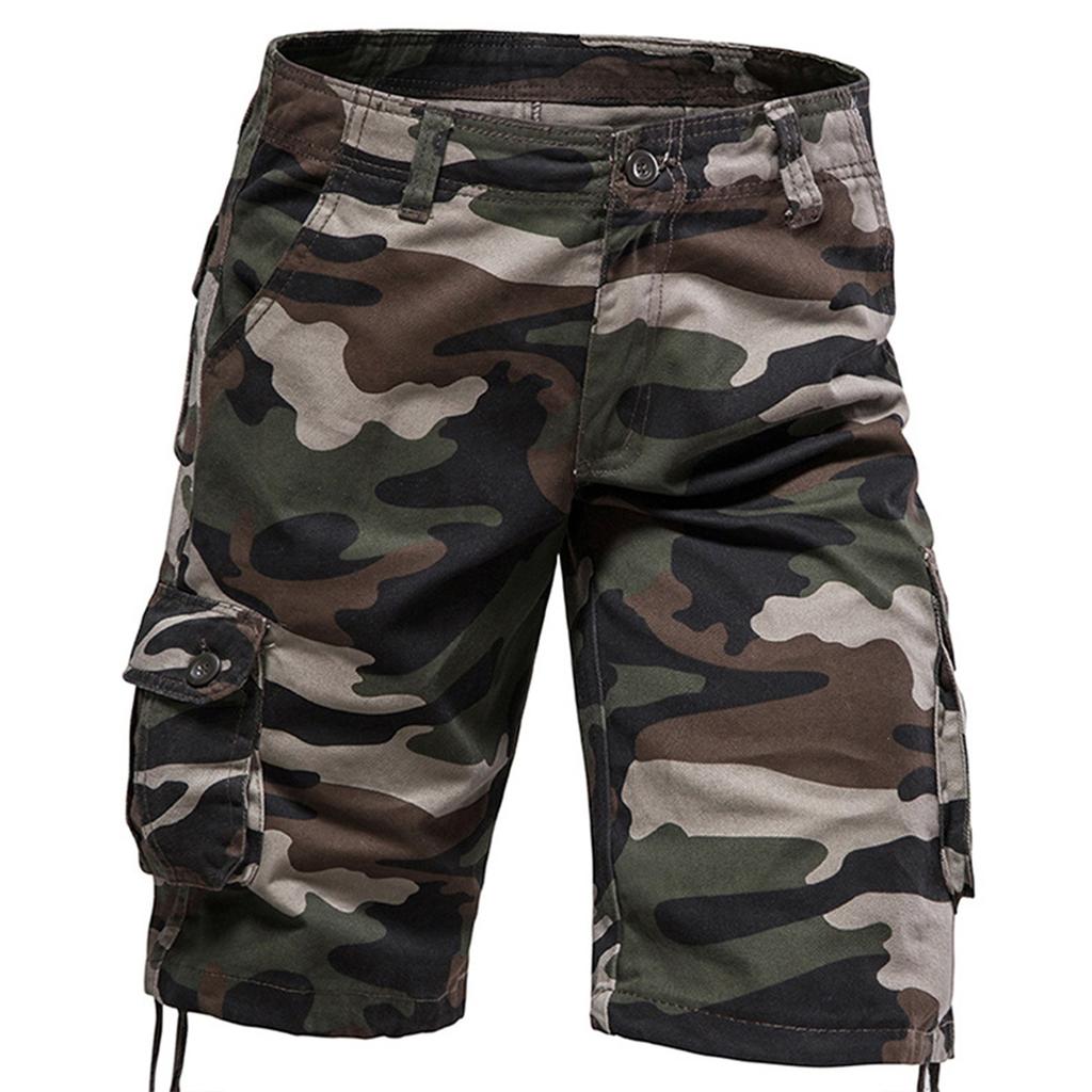 Herren-Sommer-Cargo-Shorts mit mehreren Taschen, lässige Mode, einfarbig, lockere Cargo-Shorts