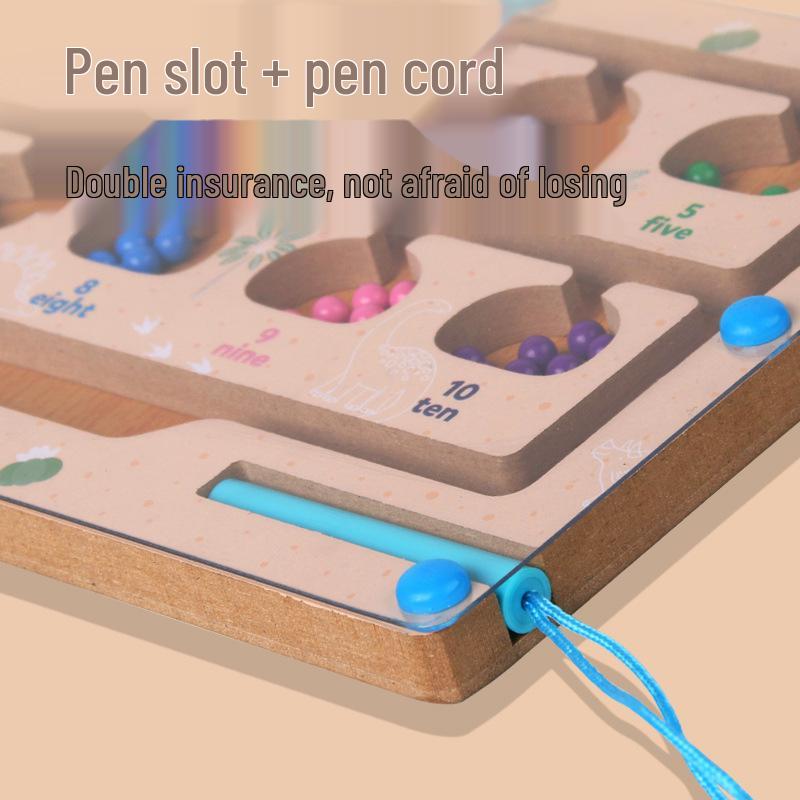 Wooden Magnetic Maze Toy: Number Recognition & Concentration Training for Kids 3+