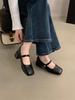 French Retro Square Head Light Mouth Single Shoes Women's Middle Heel Spring and Autumn Evening Temperament Fairy Thick Heel Mary Jane Small Leather 