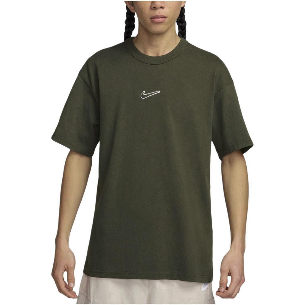 Nike Casual Solid Color Loose Fit Crew Neck Short Sleeve Drop Shoulder T-Shirt Men Tops Dark-Green FV7727-325