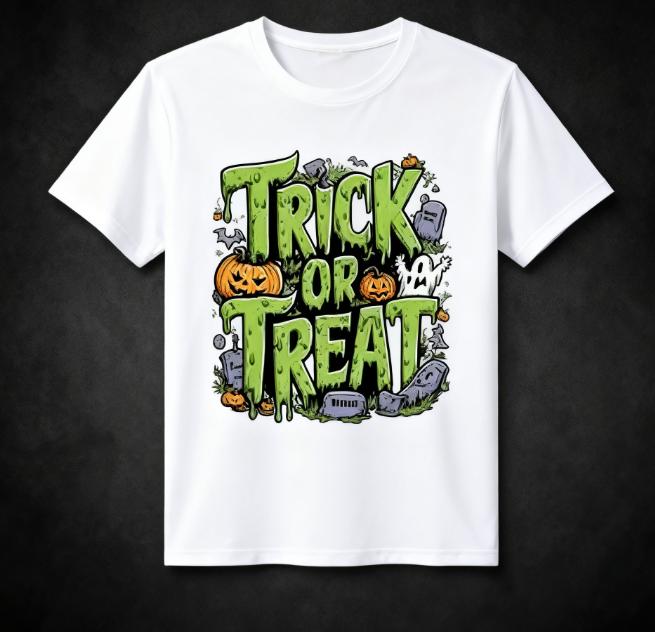 New Vintage Trick or Treat Halloween Tee Retro Pumpkin Ghost Print Cotton T-Shirt Spooky Fun Top for Men Women