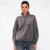Damen S Halber Reißverschluss Langarm Sweatshirt Kontrastfarbe Lässiges Oberteil