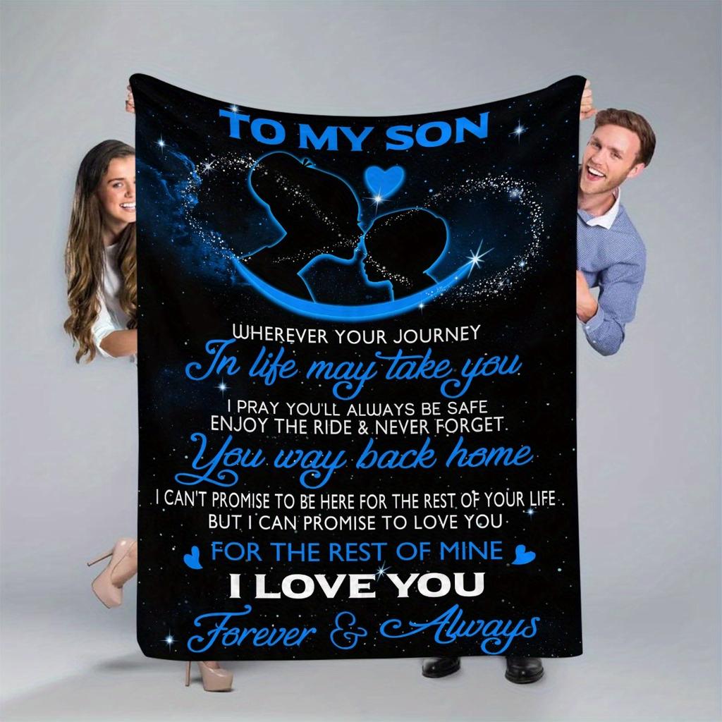 Mother to Son Flannel Blanket – Inspirational Starry Night Design – Heartfelt Gift Throw – Soft All-Season Comfort Keepsake