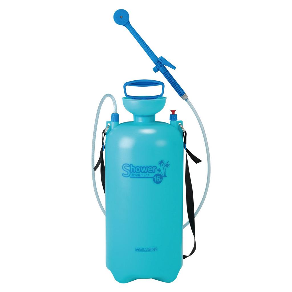 BUNDOK MOLUSKO Shower & Mist, 16L, MS-34, Portable, Easy-to-Use Shower for Outdoor Activities, Marine Sports, Small, Blue