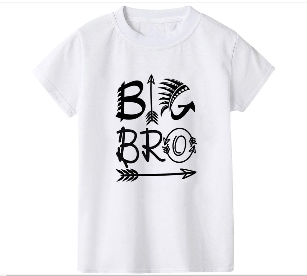 2026 New Childrens Tshirt Little Sister Big Brother Printed Round Neck Parent Child Clothing Summer Top for Boys and Girls