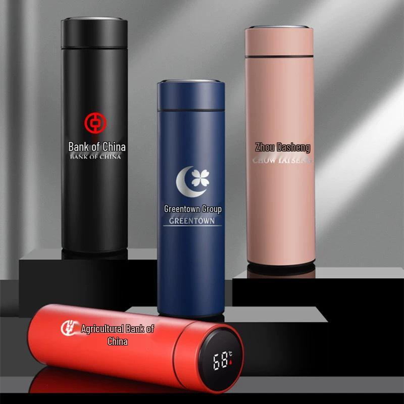 Custom Stainless Steel Thermos with Smart Temperature Display – Insulated Gift Cup 304