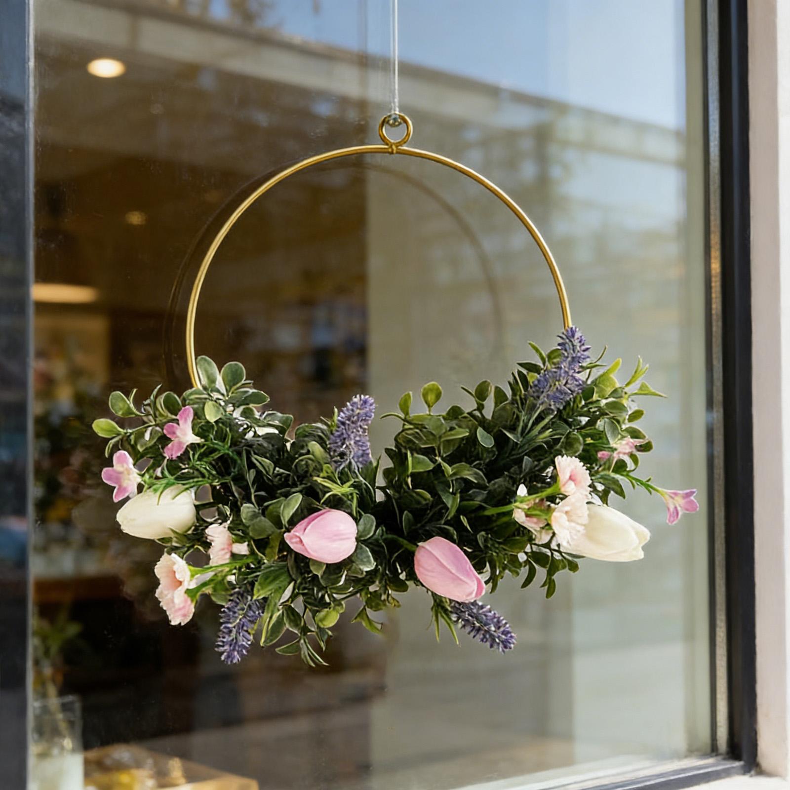 Винтажный Розовый Искусственный Железный Венок Домашний Декор Настенное Украшение Пасхальный Венок из Эустомы Искусственная Розовая Лоза