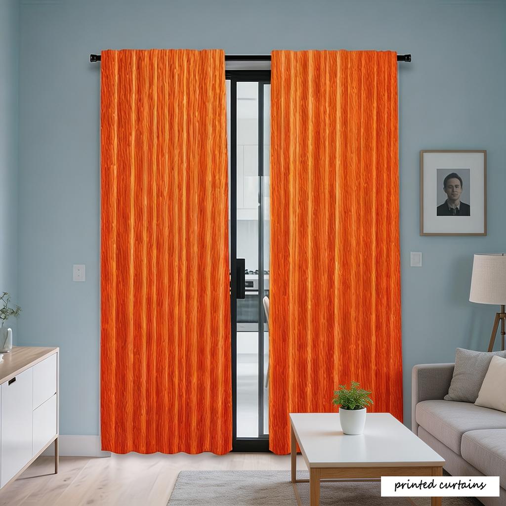Rideaux de fenêtre d'automne orange vif modernes Ensemble de 2 pièces Style plat bidimensionnel Tissu semi-occultant pour la vie privée pour salon