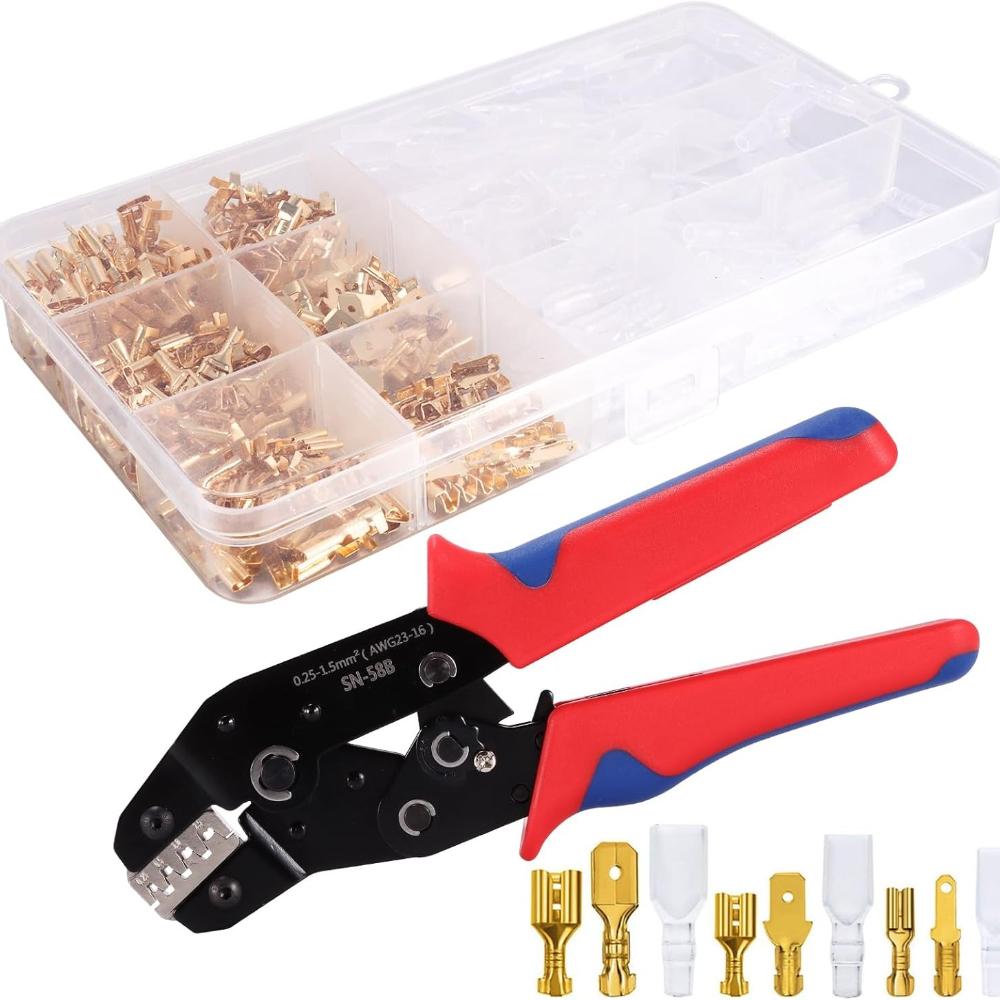 Crimping Tool Set, Insulated Crimping Tools 0.5-1.5/1.5-2.5/4-6mm² Crimping Tool, Wire Crimping Tool with 380pcs Cable Connectors Suitable for 2.8mm,