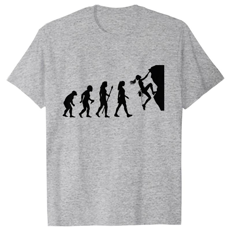 Evolution of Climbing T-shirts for Women Clothes Funny Tops T Shirt Female T-Shirt Gifts for Rock Climbers Short Sleeve Tees