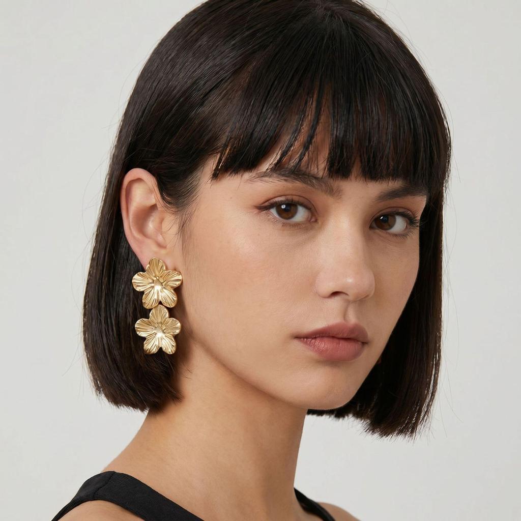 European & American Stylish Irregular Flower Stud Earrings for Women's Elegant Personality