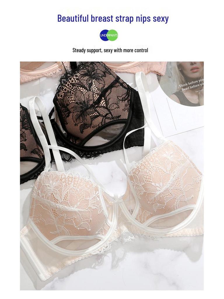 French Lace Lingerie Set: Sexy Pure Desire Bra for Breast Enhancement, Perfect for Small to Large Busts