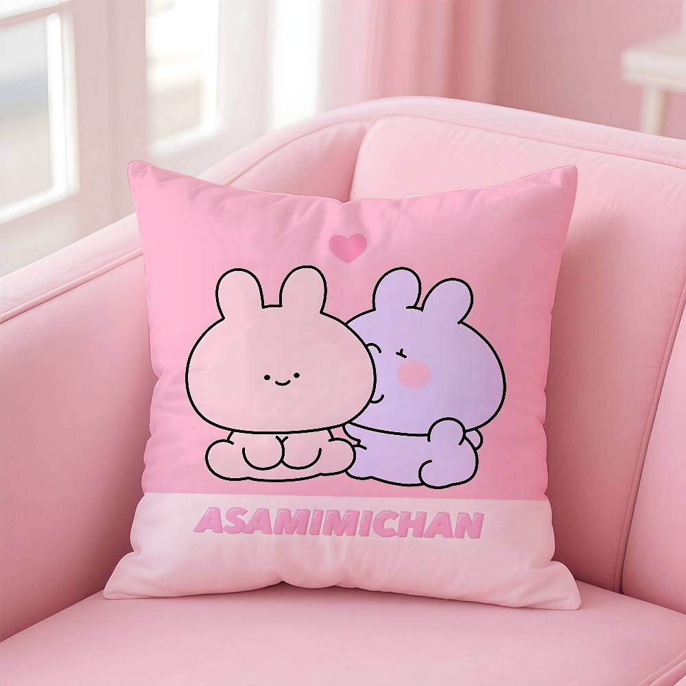 Cartoon A-Asamimichan Cute Bunny Pillow Case pattern printing pillowcase living room sofa cushion cover bedroom room decor
