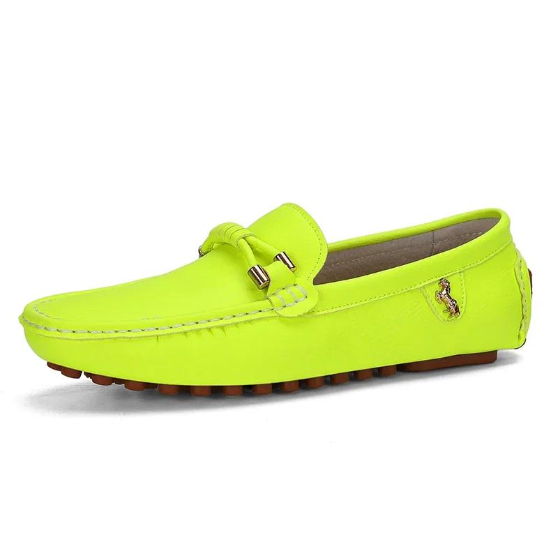Green Loafers Men Handmade Leather Shoes Casual Driving Flats Slip-On Moccasins Male Dad Mocasines Shoes Zapatos Hombre Size 47