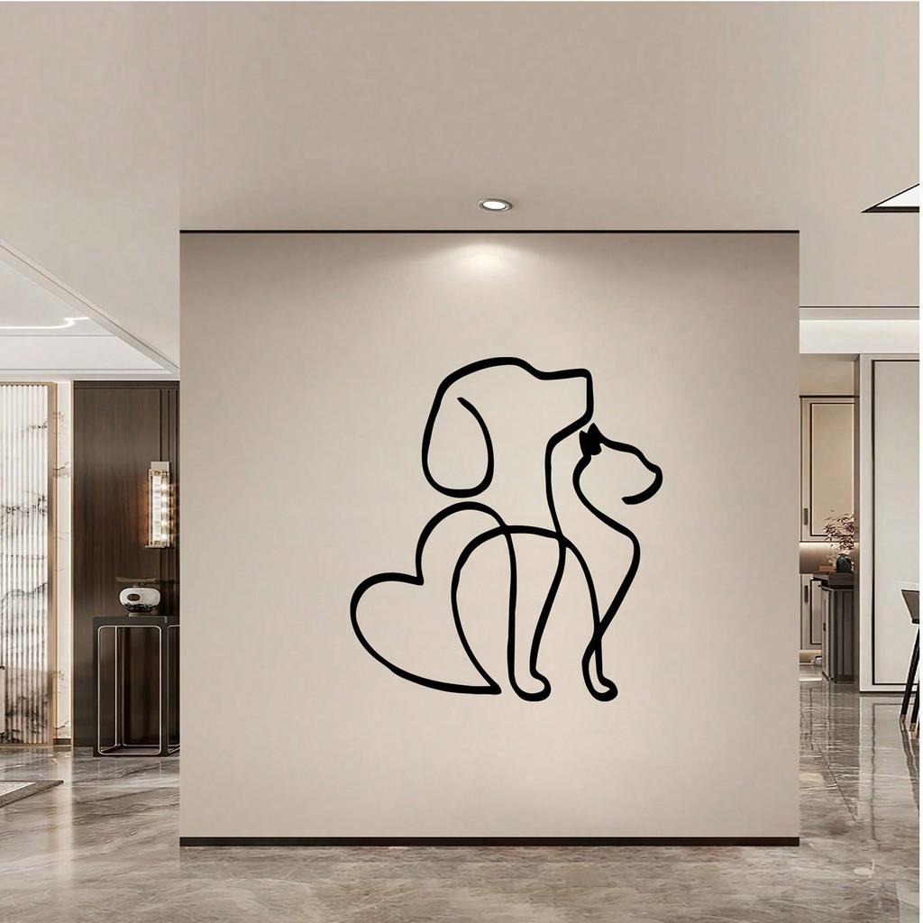 Metal Wall Art Line Art Pet Memorial Gift Cat Dog Heart Shape Minimalist Iron Decor Animal Lovers Home Christmas Decoration