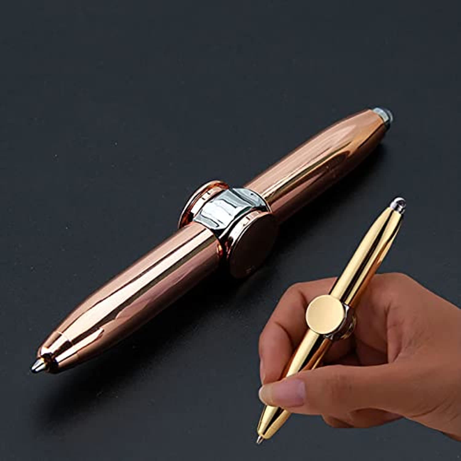 

Спиннер с гироскопической ручкой и подсветкой, вращающаяся ручка со светодиодной подсветкой и шариковой ручкой с уменьшением размера 10.3*1.1cm розового золота